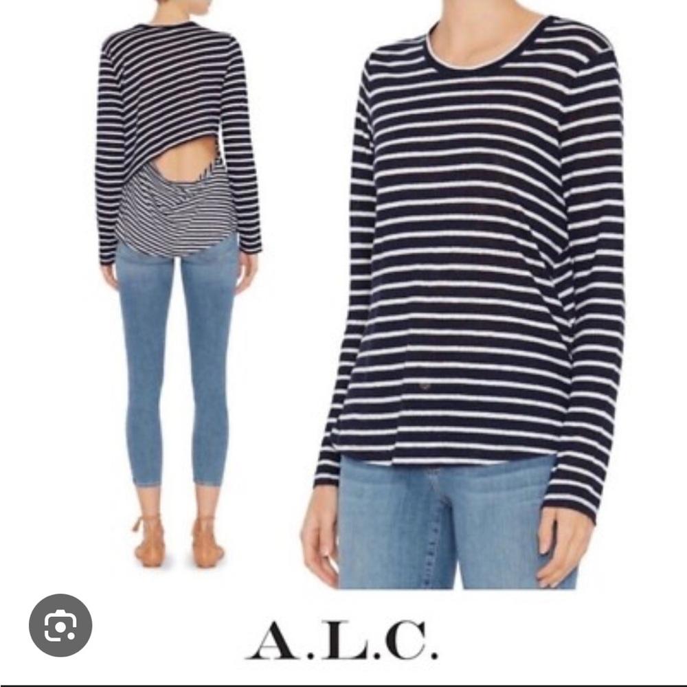 A.L.C. Navy and White Striped Top with cut out in back